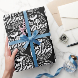 Papel De Regalo Padre blanco negro personalizado parrillada de bar