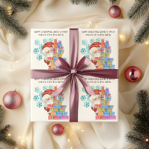 Papel De Regalo Padre Personalizado Navidad Snowflakes Kids Gift