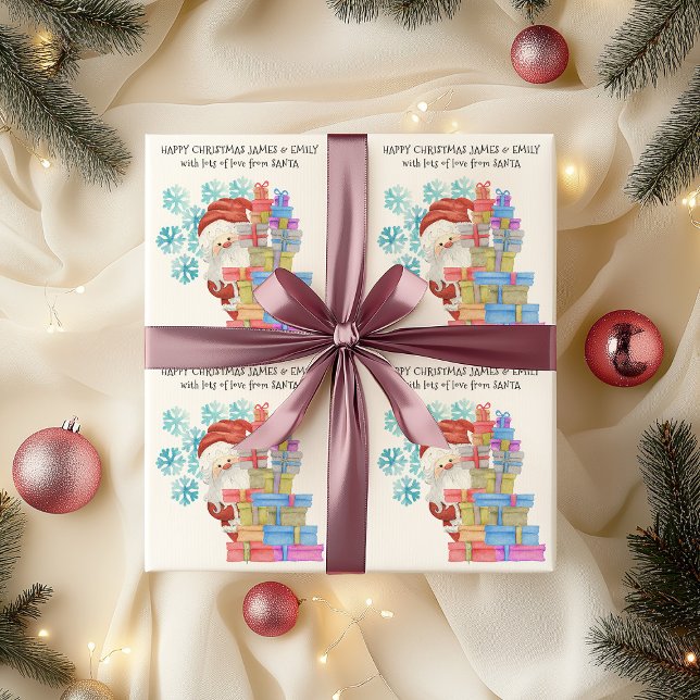 Papel De Regalo Padre Personalizado Navidad Snowflakes Kids Gift (Kids Christmas Wrapping Paper with Father Christmas)