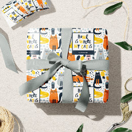 Papel De Regalo Página de inicio es donde mi gato es nombre monogr