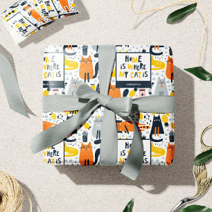 Papel De Regalo Página de inicio es donde mi gato es nombre monogr