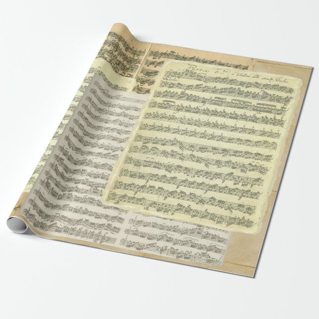 Papel De Regalo Páginas del manuscrito de la música de Bach (Desenrollado)