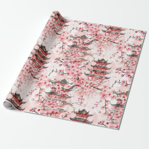 Papel De Regalo Pagoda china paisaje flor de cerezo pastel