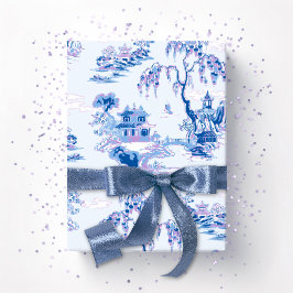 Papel De Regalo Pagoda Garden in Blue and Purple
