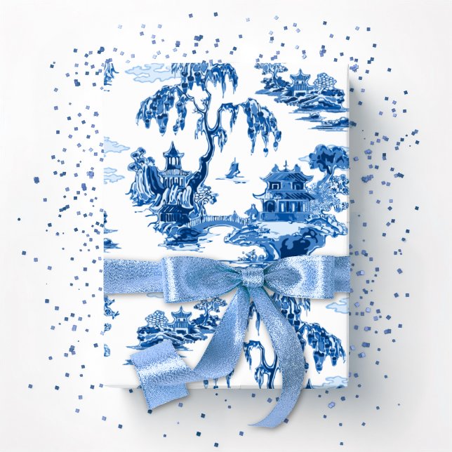Papel De Regalo Pagoda Garden in Blue Porcelain (Subido por el creador)