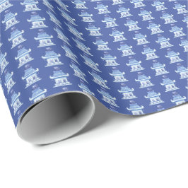 Papel De Regalo Pagodas chinas (sobre azul)