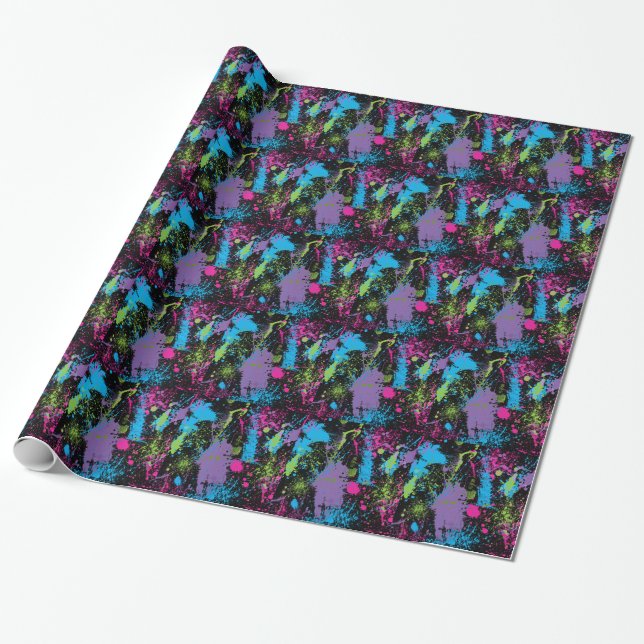 Papel De Regalo Paint Splater (Desenrollado)