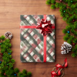 Papel De Regalo Paint Stroke Red and Green Plaid<br><div class="desc">Patrón de trazo de pintura rojo y verde</div>