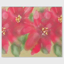 Painted Red and Green Poinsettia Christmas Design