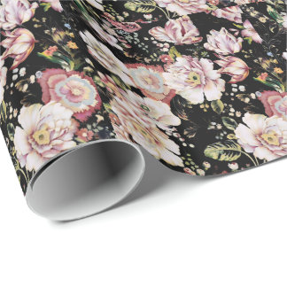 Papel De Regalo País bohemio perrito moda femenina floral negra