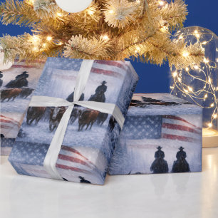 Papel De Regalo País de Navidad Vaqueros Bandera Americana