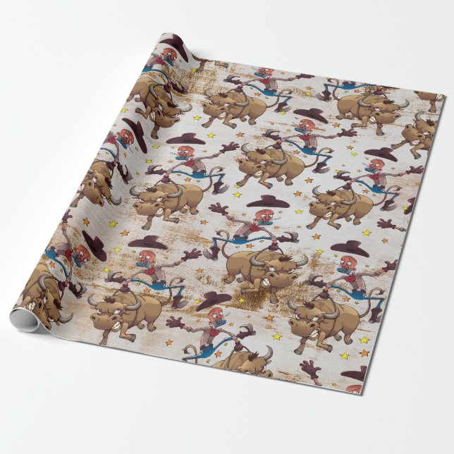 Papel De Regalo País del montar a caballo de Bull del vaquero del (Desenrollado)