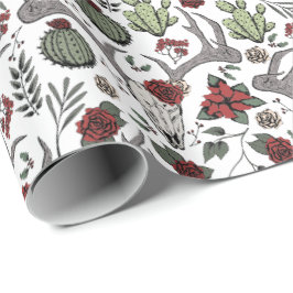 Papel De Regalo País Navidades occidentales Floral Rombo de reno