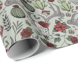 Papel De Regalo País Navidades occidentales Floral Rombo de reno