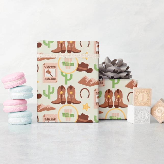 Papel De Regalo País Vaquero Boots Palo Desierto de Caballo Occide (Baby Shower)