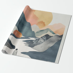 Papel De Regalo Paisaje abstracto de Boho (2)