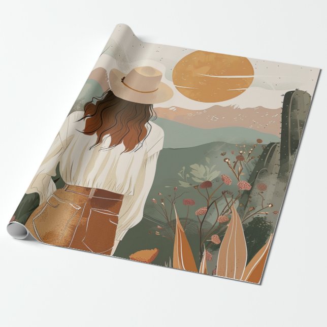 Papel De Regalo Paisaje abstracto de Boho (20) (Desenrollado)