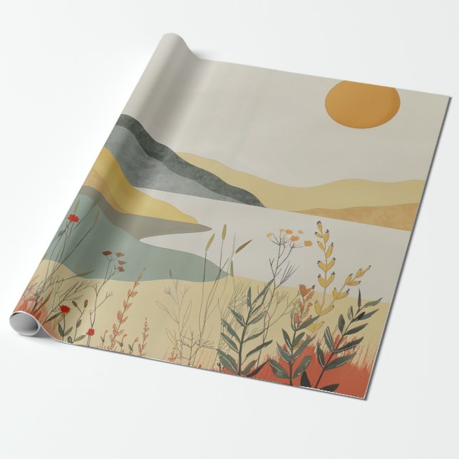 Papel De Regalo Paisaje abstracto de Boho (25) (Desenrollado)