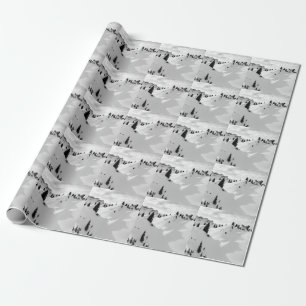 Papel De Regalo Paisaje alpino: Montañas nevadas de árboles frutal
