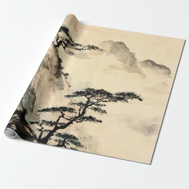 Papel De Regalo Paisaje chino.chino,pintura,japón (Desenrollado)