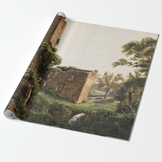 Papel De Regalo Paisaje con ruinas (antiguo edificio en ruinas) (Desenrollado)