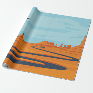 Papel De Regalo  paisaje con valle desierto, montañas, w oscuro