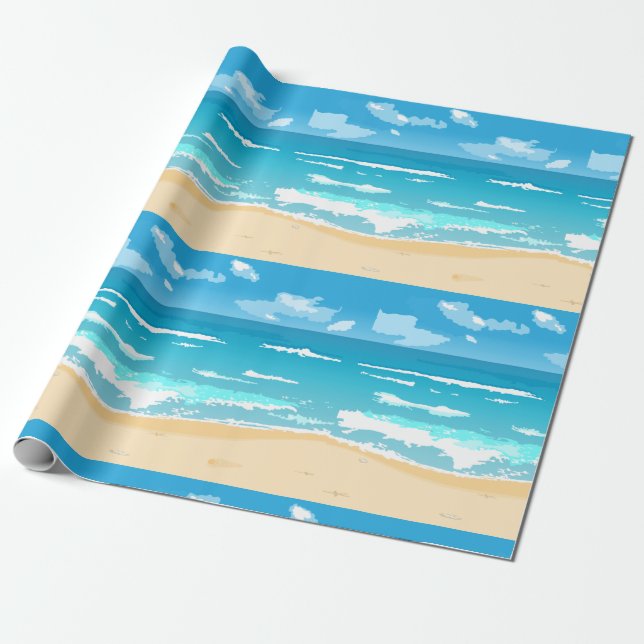 Papel De Regalo Paisaje costero de la escena de la playa del Océan (Desenrollado)