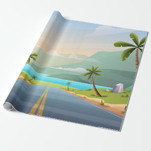 Papel De Regalo paisaje de carretera de playa