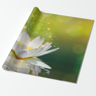 Papel De Regalo Paisaje de flor de loto blanco, Zen