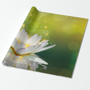 Papel De Regalo Paisaje de flores de Lotus blanco, Zen