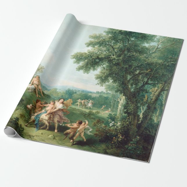Papel De Regalo Paisaje de Francisco Zuccarelli con la educación (Desenrollado)