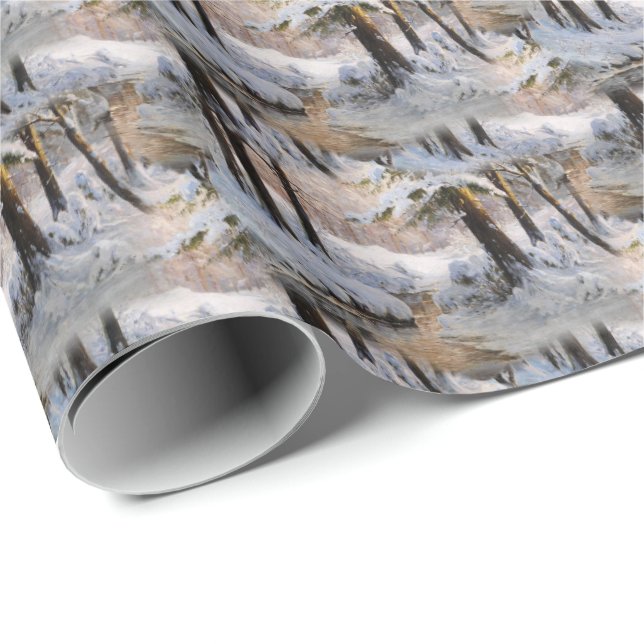 Papel De Regalo Paisaje de los bosques de invierno (Esquina del rollo)