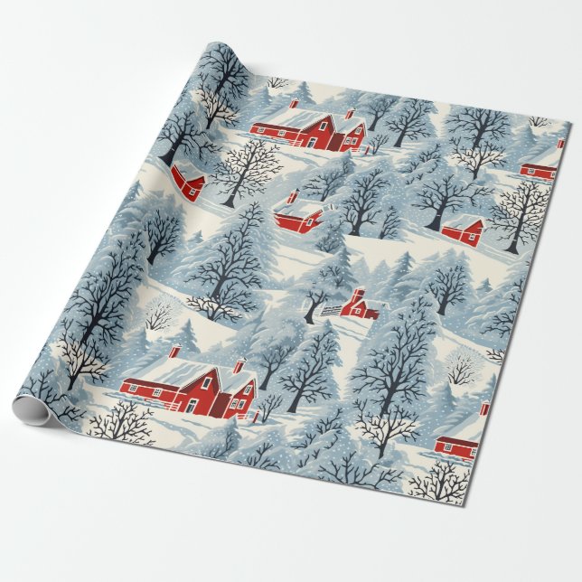 Papel De Regalo Paisaje de nieve virgen (Desenrollado)