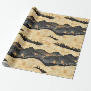 Papel De Regalo Paisaje de nubes de montaña vintage (1)