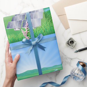 Papel De Regalo Paisaje de Paneles Solares Ecológicos