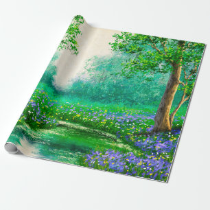 Papel De Regalo Paisaje de pinturas petrolíferas, primavera, árbol