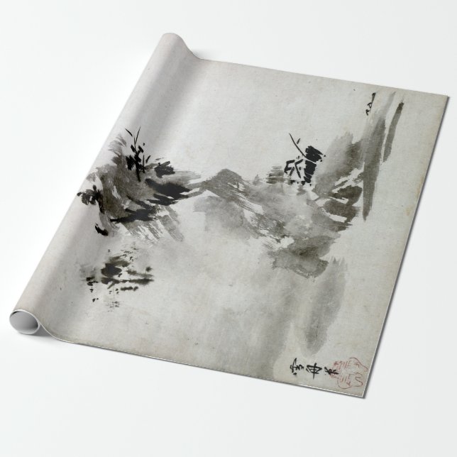 Papel De Regalo Paisaje de Sesshu Toyo Haboku-Sansui (Desenrollado)
