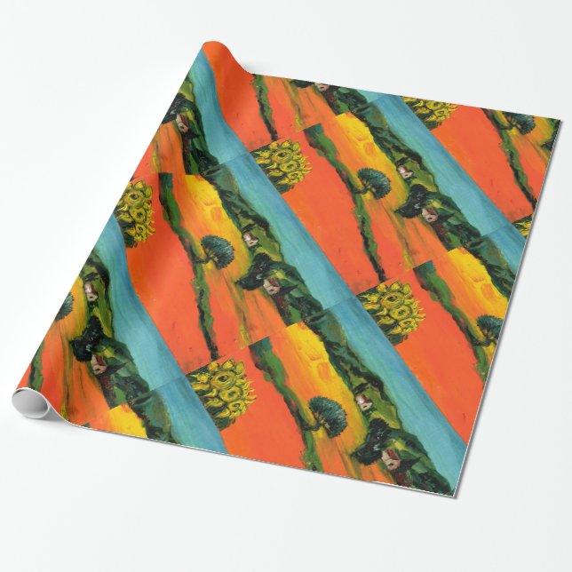 PAPEL DE REGALO PAISAJE DE TOSCANA CON SIMPATIZANTES (Desenrollado)