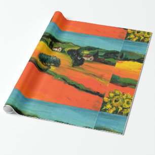PAPEL DE REGALO PAISAJE DE TOSCANA CON SIMPATIZANTES