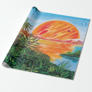 Papel De Regalo Paisaje en Europa - Pintura de la luna de Júpiter