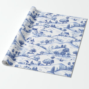 Papel De Regalo Paisaje francés pastoral de toile azul atemporal