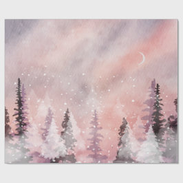 Papel De Regalo Paisaje Invernal Bosque de Pino Verde