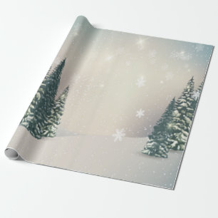 Papel De Regalo Paisaje Invernal, Bosque, Navidad Nieve