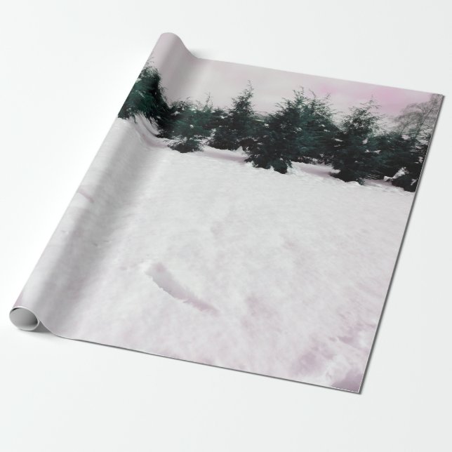 Papel De Regalo Paisaje invernal con larvas en la nieve (Desenrollado)