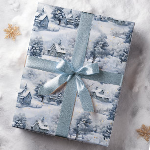 Papel De Regalo Paisaje invernal Navidades blancos y grises modern