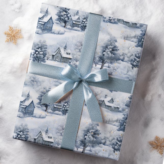 Papel De Regalo Paisaje invernal Navidades blancos y grises modern (Subido por el creador)