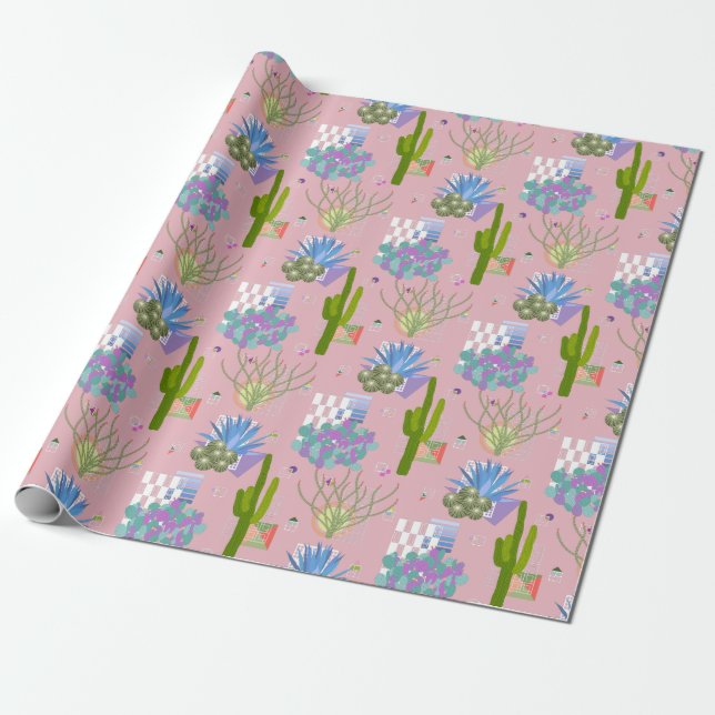 Papel De Regalo Paisaje moderno del desierto de mediados de siglo  (Desenrollado)