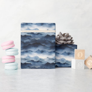 Papel De Regalo Paisaje montañoso azul oscuro