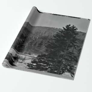 Papel De Regalo Paisaje Nevado en blanco y negro