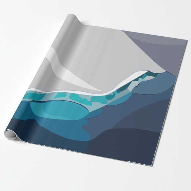 Papel De Regalo Paisaje oceánico de Iceberg (Desenrollado)